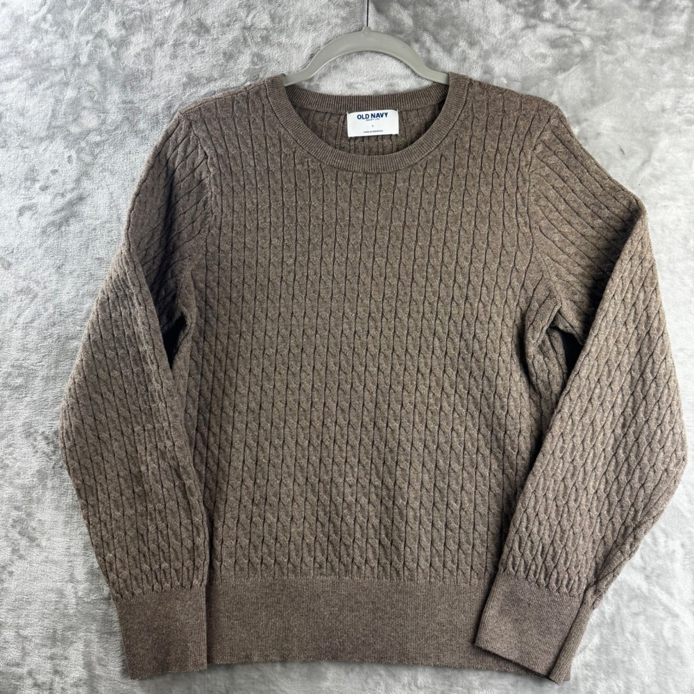 Old Navy SoSoft Lite Sweater Women Large Brown Cable Knit Crew Neck (1858)